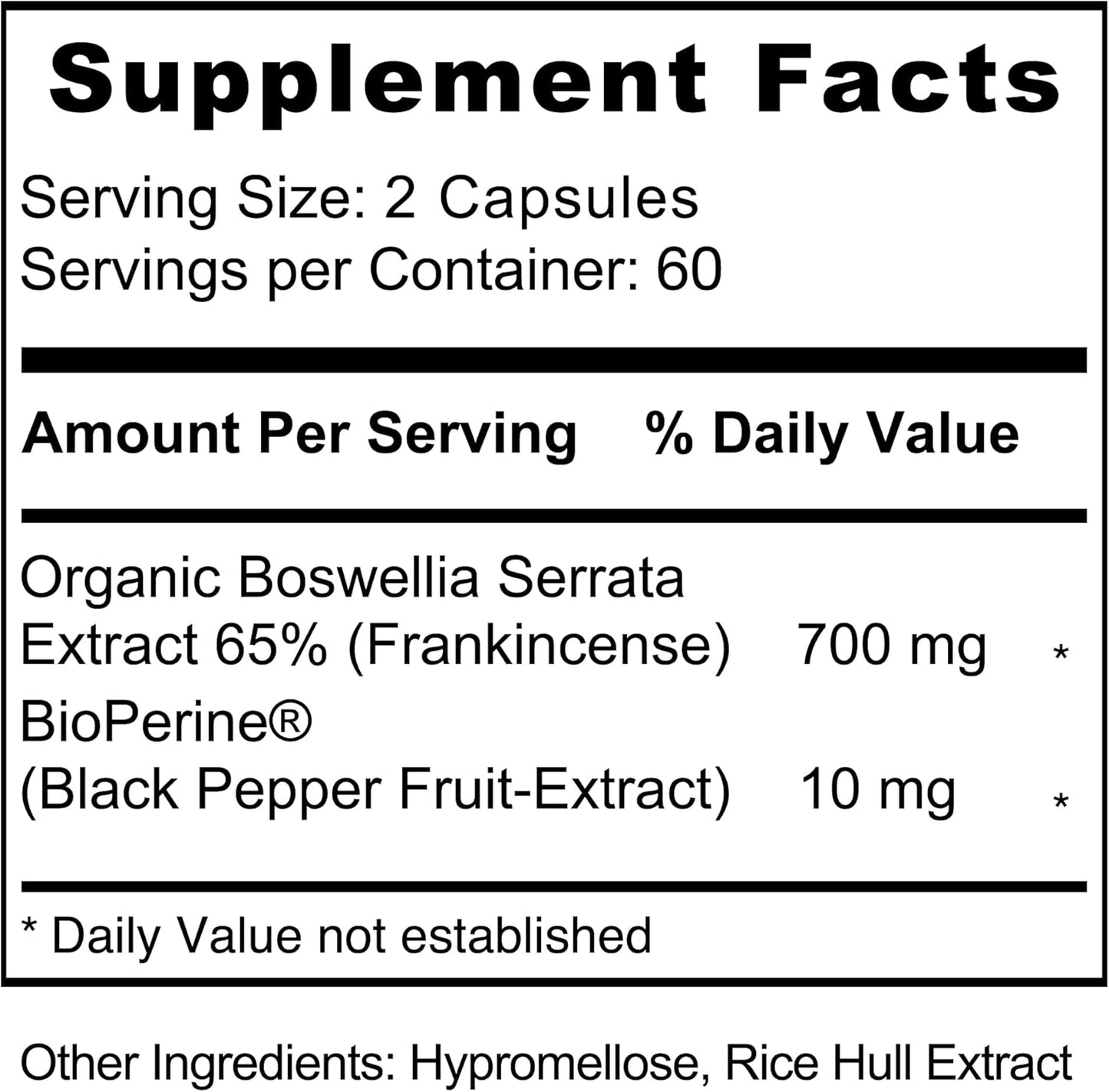 Boswellia Extract Capsules with Frankincense Powder and Bioperene - 120 Capsules by Jiva Botanicals