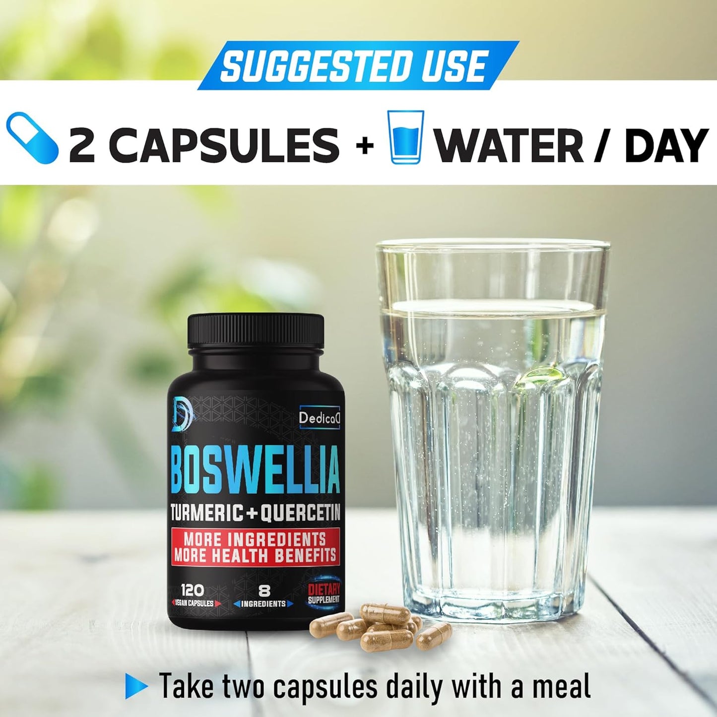 Boswellia Serrata Extract 20:1 Capsules with Turmeric, Quercetin, Citrus, Ginger, White Willow, and Alfalfa - Joint, Cartilage, and Immune Support - 120 Count