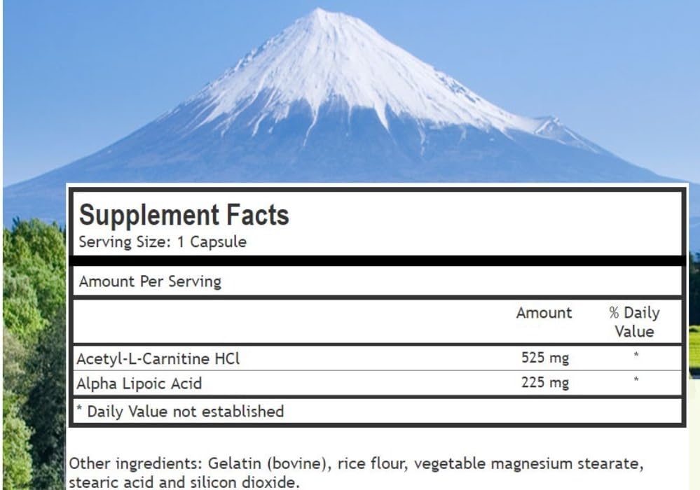 Botanica Research Alpha Lipoic Acid with Acetyl L Carnitine Capsules - ALA ALC Anti Aging Health Supplement for Nerve Health & Tingling Limbs
