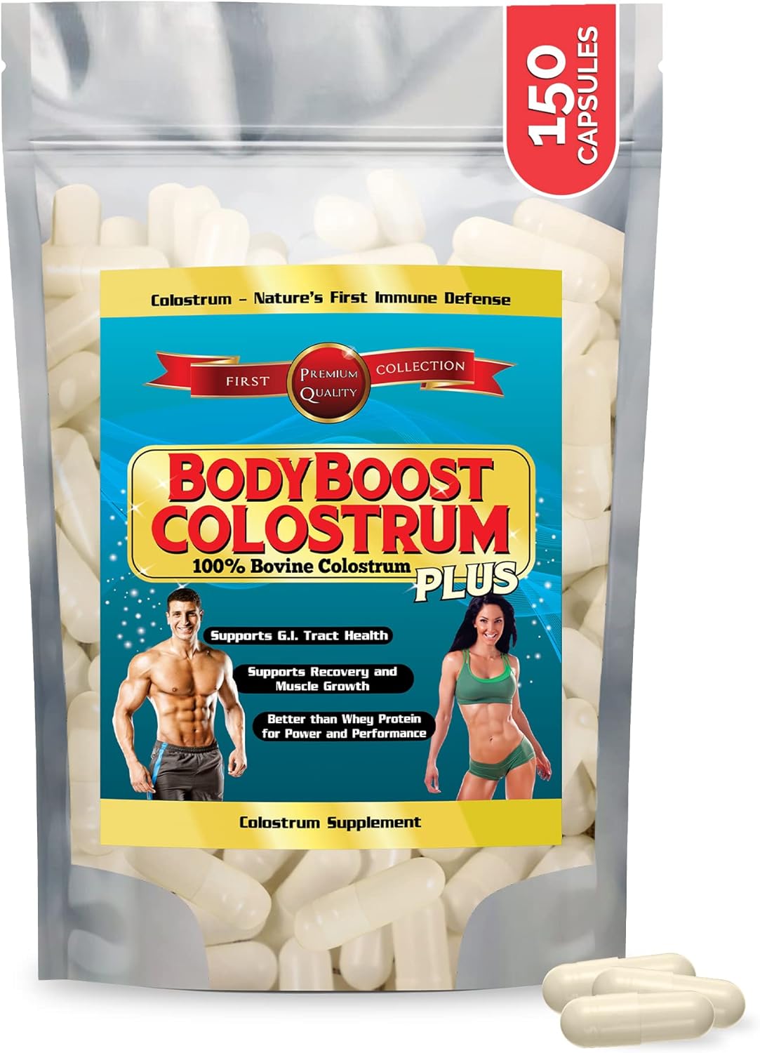 Bovine Colostrum Capsules for Immune Boost & Gut Health - 150 Capsules with Immunoglobulin & Lactoferrin for Diverse Intake - BoostGo Australia
