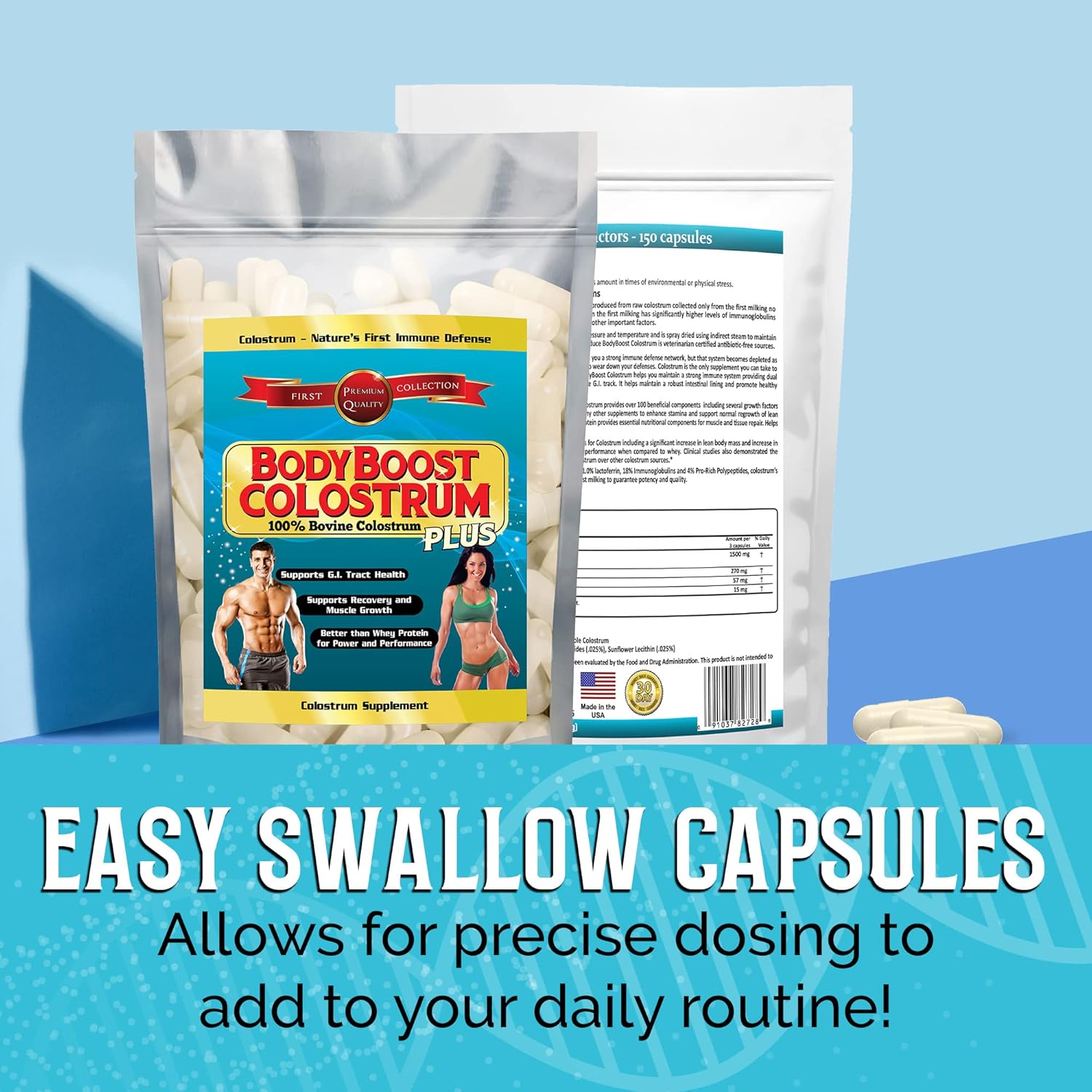 Bovine Colostrum Capsules for Immune Boost & Gut Health - 150 Capsules with Immunoglobulin & Lactoferrin for Diverse Intake - BoostGo Australia