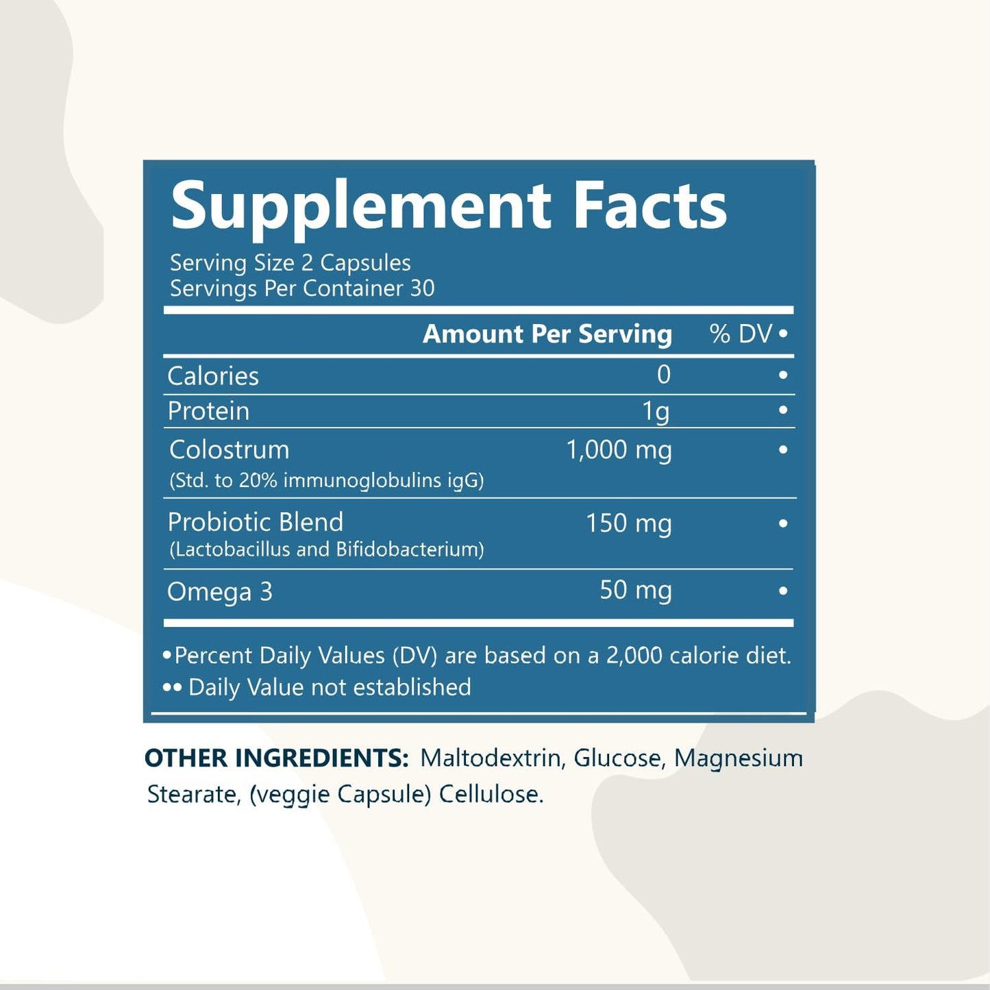 Bovine Colostrum Supplement for Gut Health, Hair Growth, and Immune Support - 60 Capsules for Women & Men