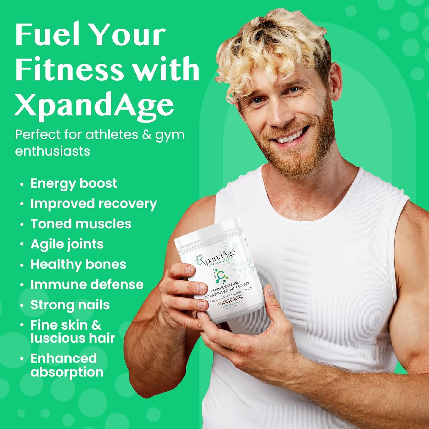 Bovine Extreme Collagen Peptide Powder with Biotin for Hair, Nails, Energy, and Joint Health - Bitter Chocolate Flavor