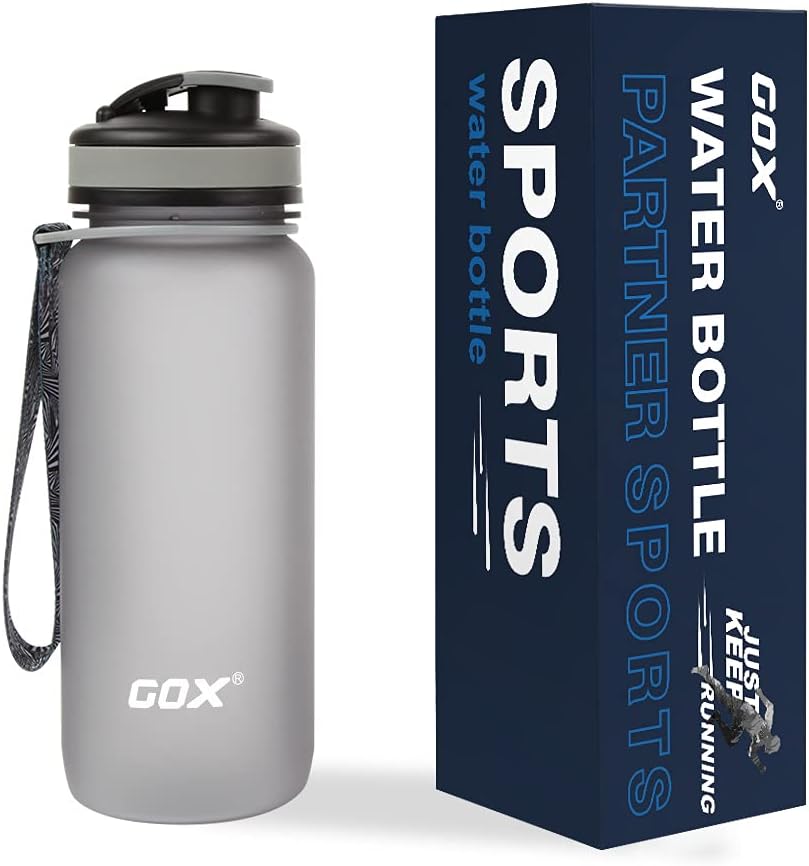 BPA-Free Tritan Plastic Sports Water Bottle with Leak-Proof Flip Top Lid by GOX