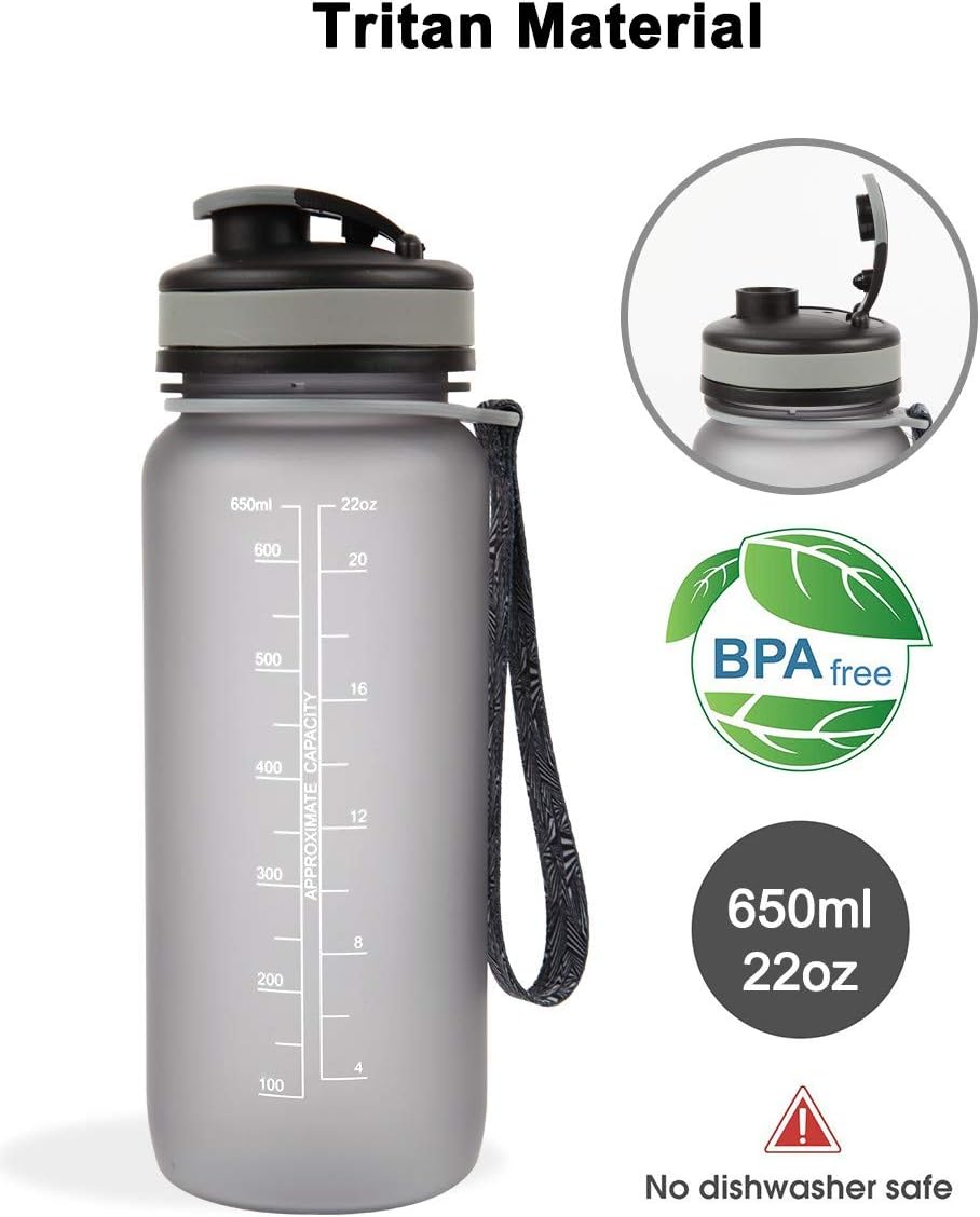 BPA-Free Tritan Plastic Sports Water Bottle with Leak-Proof Flip Top Lid by GOX