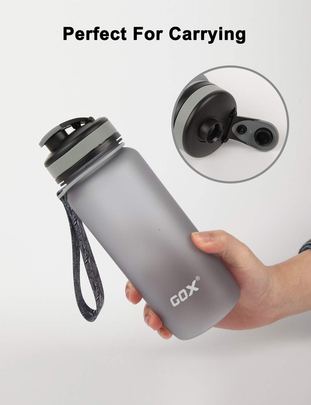 BPA-Free Tritan Plastic Sports Water Bottle with Leak-Proof Flip Top Lid by GOX