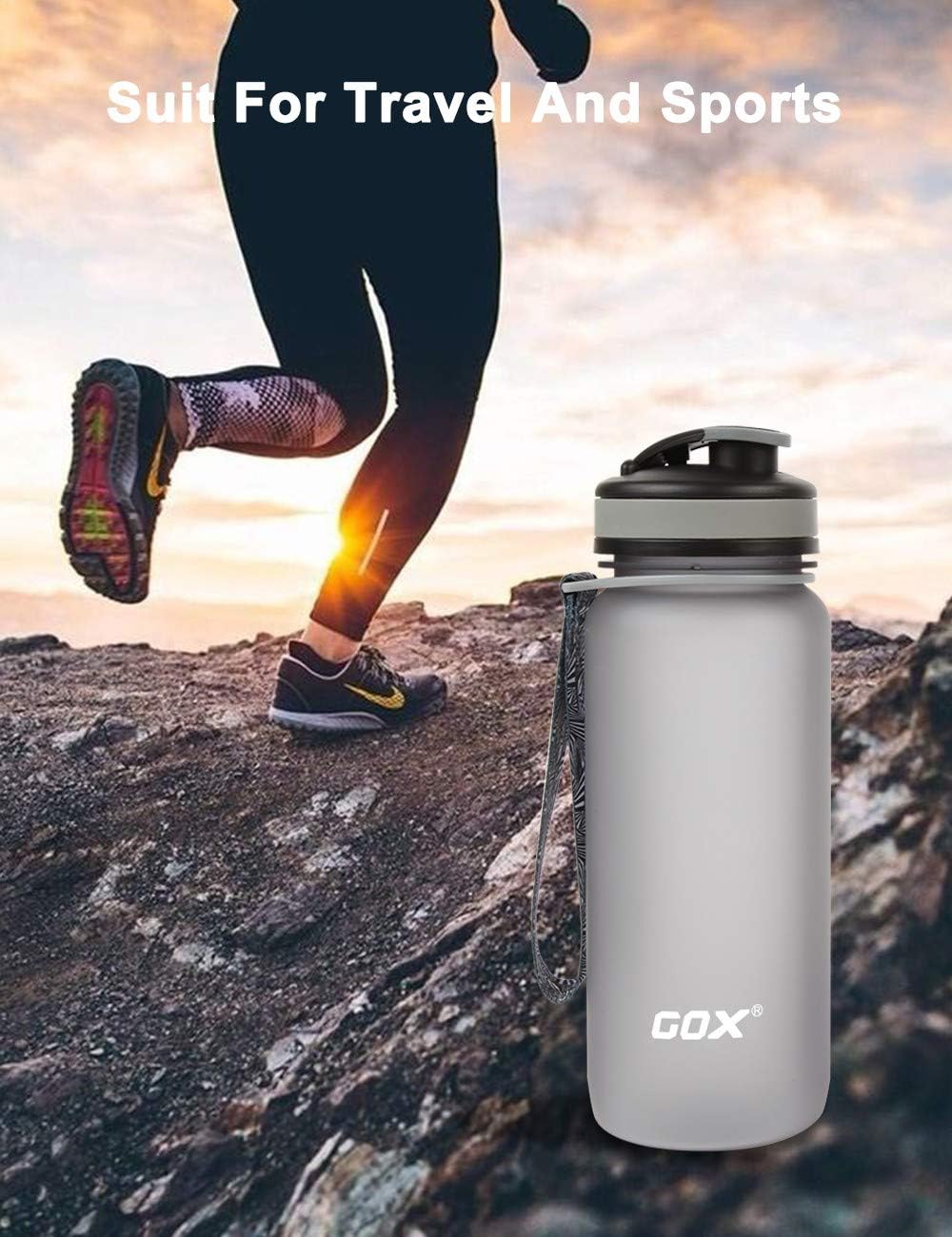BPA-Free Tritan Plastic Sports Water Bottle with Leak-Proof Flip Top Lid by GOX