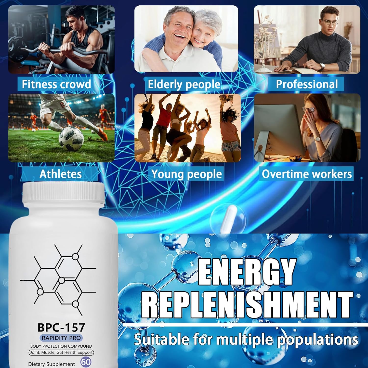 BPC-157 Rapid Pro Capsules - 500mcg, Non-GMO, Dairy & Gluten Free, Protective Compound 157 - 60 Capsules