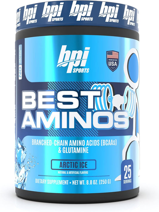 BPI Sports Best Aminos BCAA Powder Arctic Ice Flavor - Post Workout Recovery Drink for Men & Women - 25 Servings