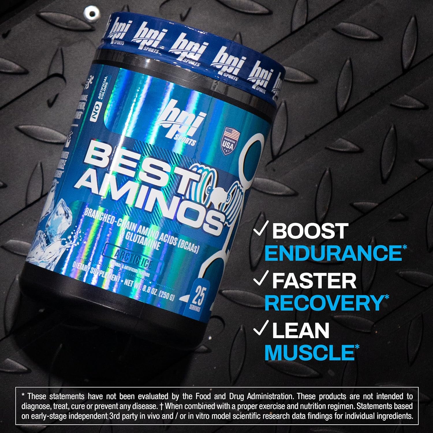 BPI Sports Best Aminos BCAA Powder Arctic Ice Flavor - Post Workout Recovery Drink for Men & Women - 25 Servings