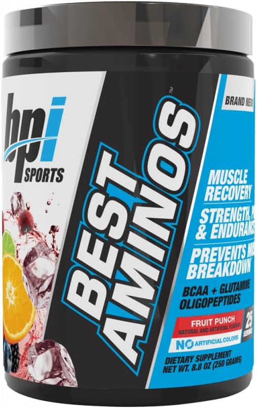 BPI Sports Best Aminos BCAA Powder for Post-Workout Recovery - Fruit Punch Flavor - 25 Servings for Men & Women - BoostGo Australia