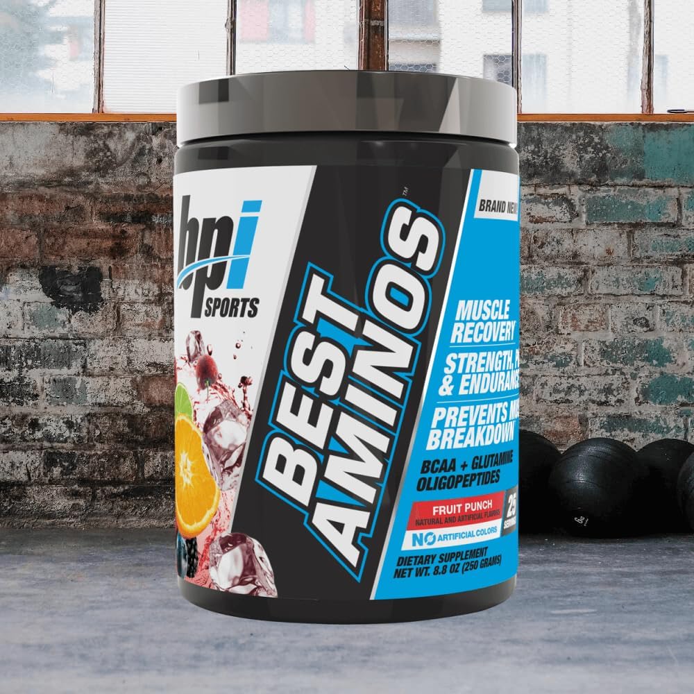 BPI Sports Best Aminos BCAA Powder for Post-Workout Recovery - Fruit Punch Flavor - 25 Servings for Men & Women - BoostGo Australia