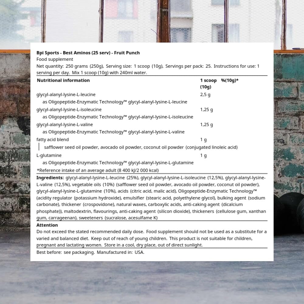 BPI Sports Best Aminos BCAA Powder for Post-Workout Recovery - Fruit Punch Flavor - 25 Servings for Men & Women - BoostGo Australia