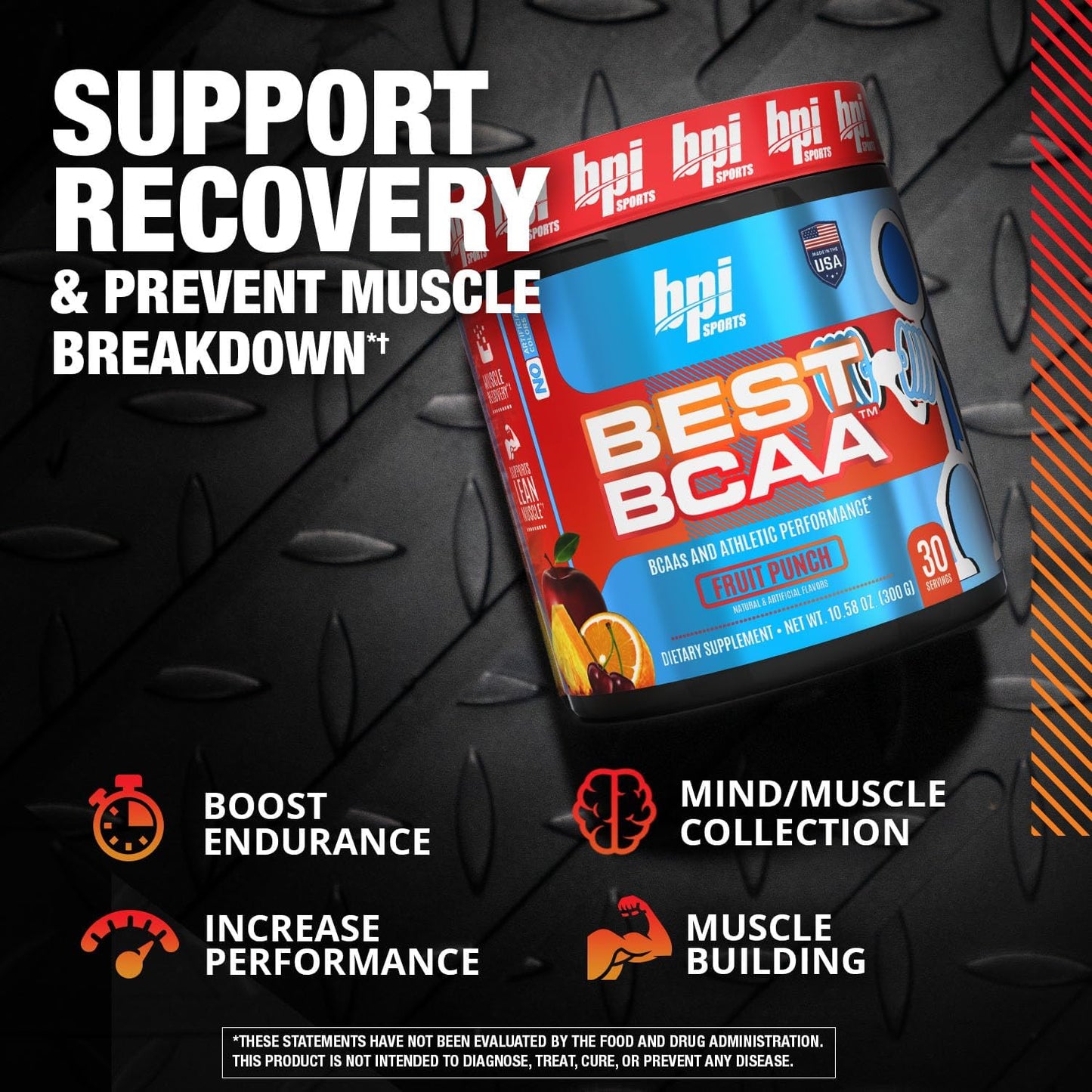 BPI Sports Best BCAA Fruit Punch: Post-Workout Recovery, Weight Loss Support, 30 Servings