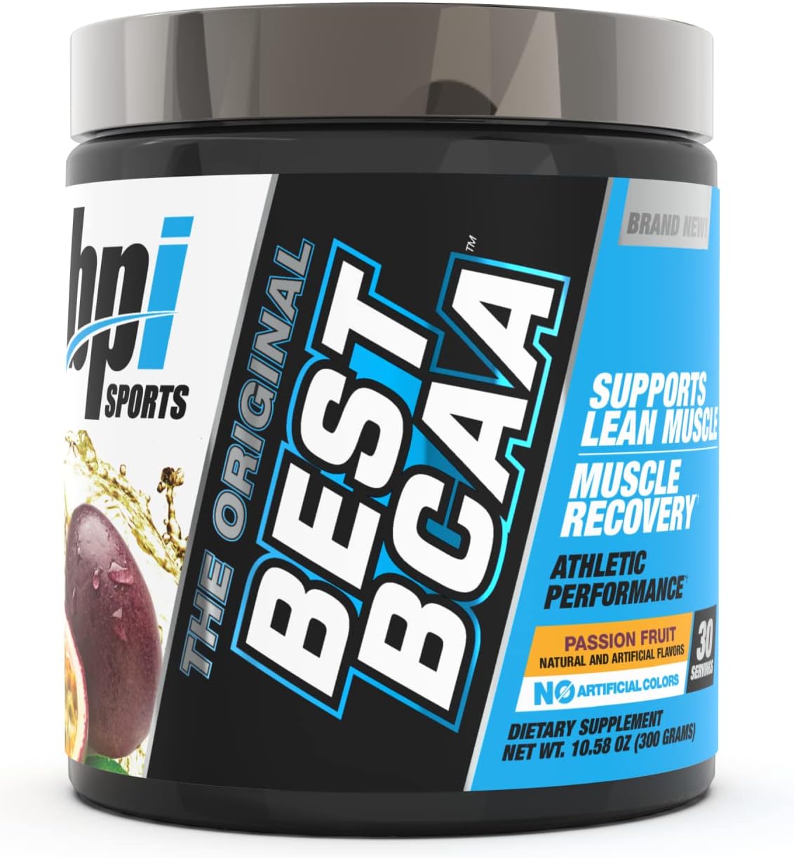 BPI Sports Best BCAA Passion Fruit Flavor - 30 Servings, 300g - Supports Metabolism and Muscle Growth with Omega 6