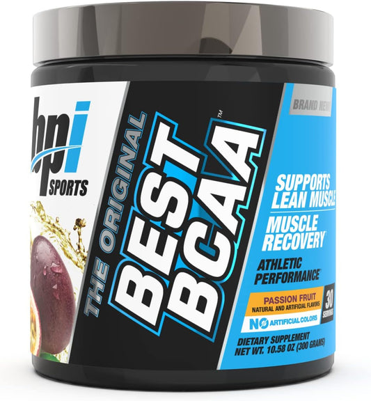 BPI Sports Best BCAA Passion Fruit Flavor - 30 Servings, 300g - Supports Metabolism and Muscle Growth with Omega 6