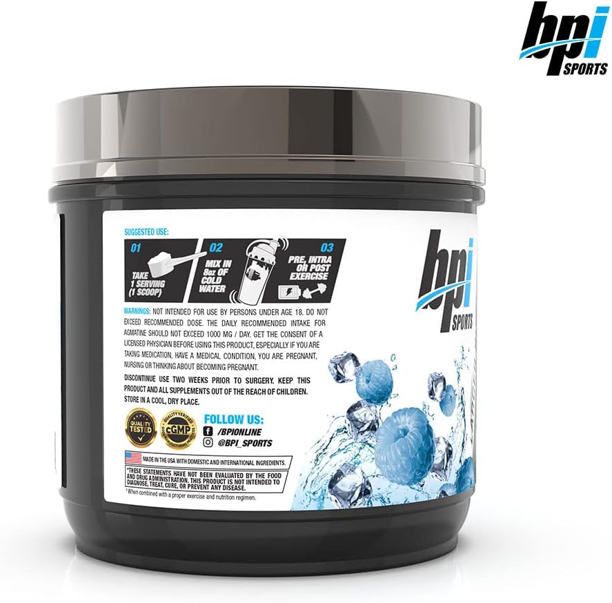 BPI Sports Best BCAA Powder - Blue Raspberry Flavor - 60 Servings - 21.12 Oz - Muscle Recovery and Hydration Supplement