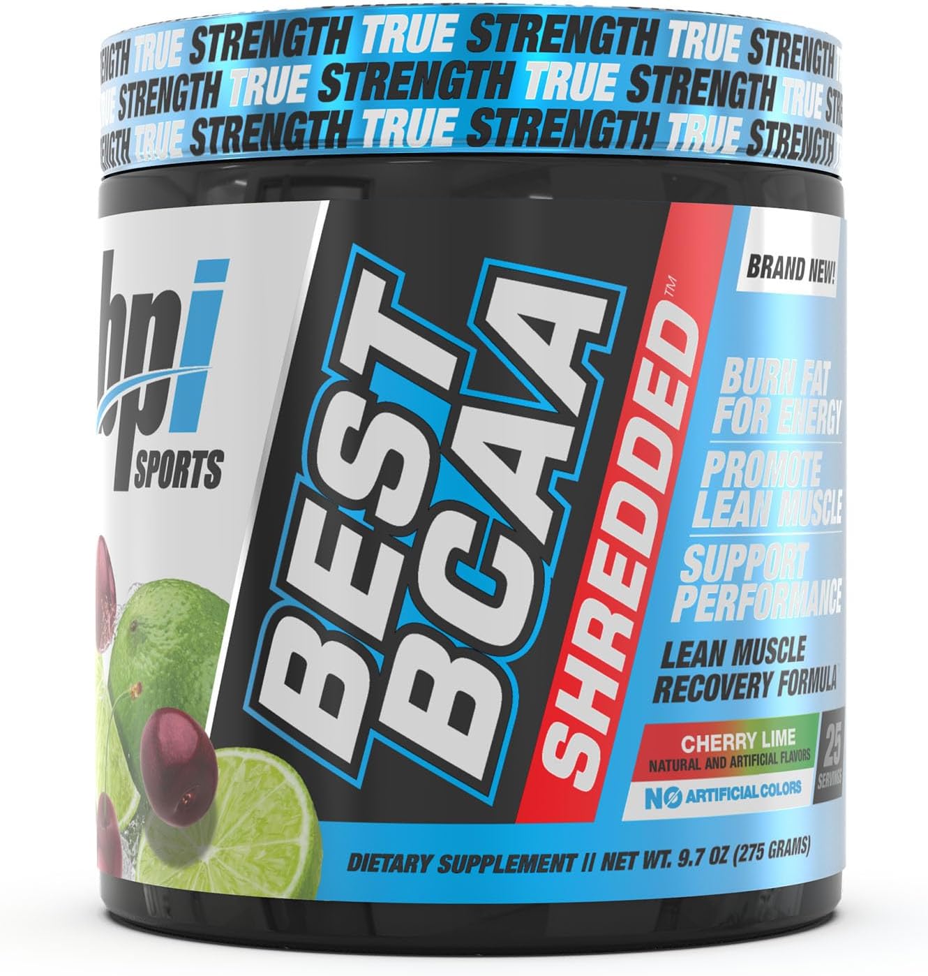 BPI Sports Best BCAA Shredded: Caffeine-Free Thermogenic Recovery Formula for Lean Muscle Building, Slimming Formula, and Hydration - Cherry Lime Flavor - 25 Servings - 9.7 oz.