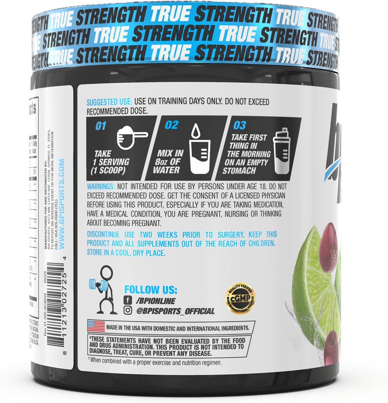 BPI Sports Best BCAA Shredded: Caffeine-Free Thermogenic Recovery Formula for Lean Muscle Building, Slimming Formula, and Hydration - Cherry Lime Flavor - 25 Servings - 9.7 oz.