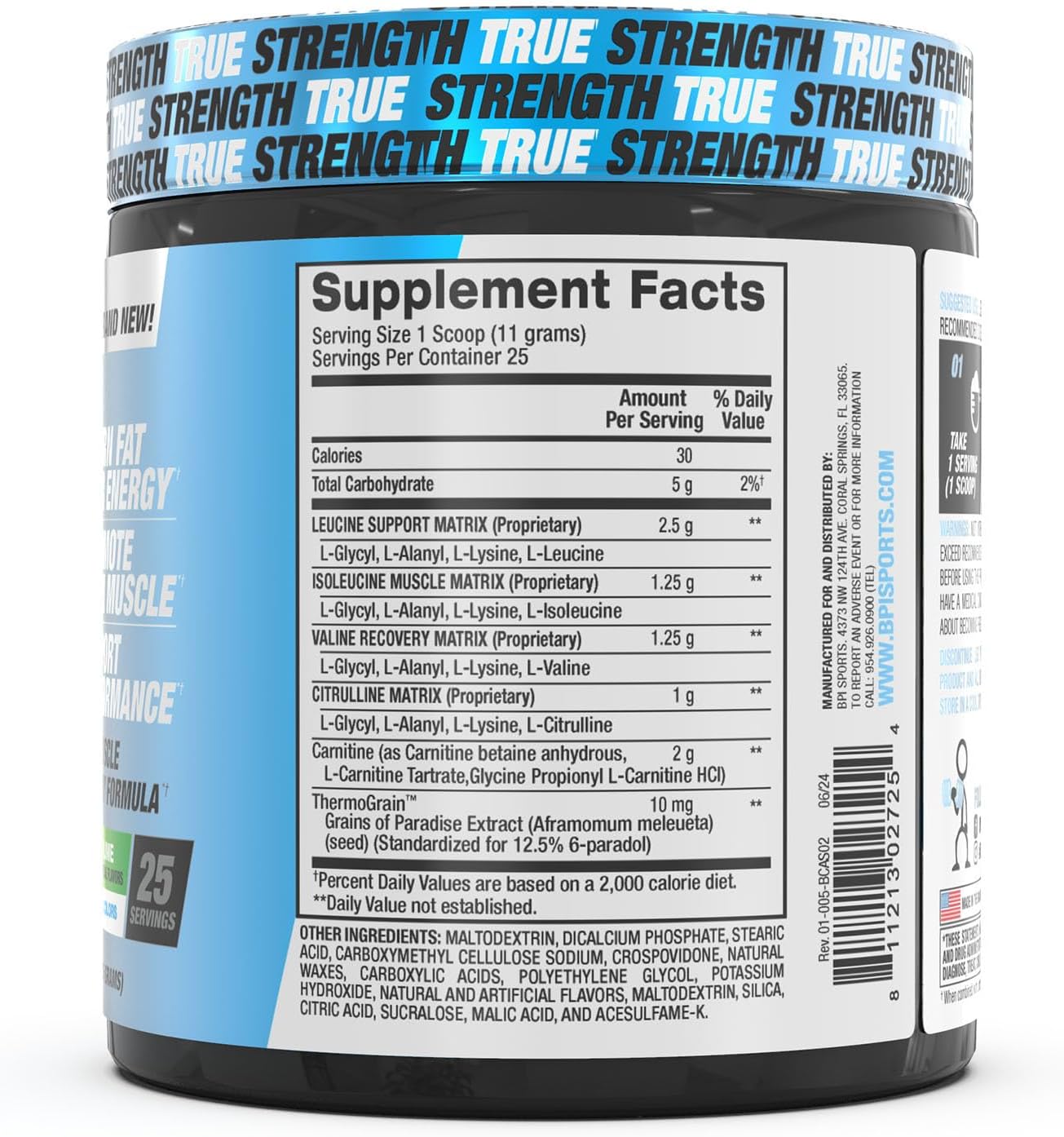 BPI Sports Best BCAA Shredded: Caffeine-Free Thermogenic Recovery Formula for Lean Muscle Building, Slimming Formula, and Hydration - Cherry Lime Flavor - 25 Servings - 9.7 oz.