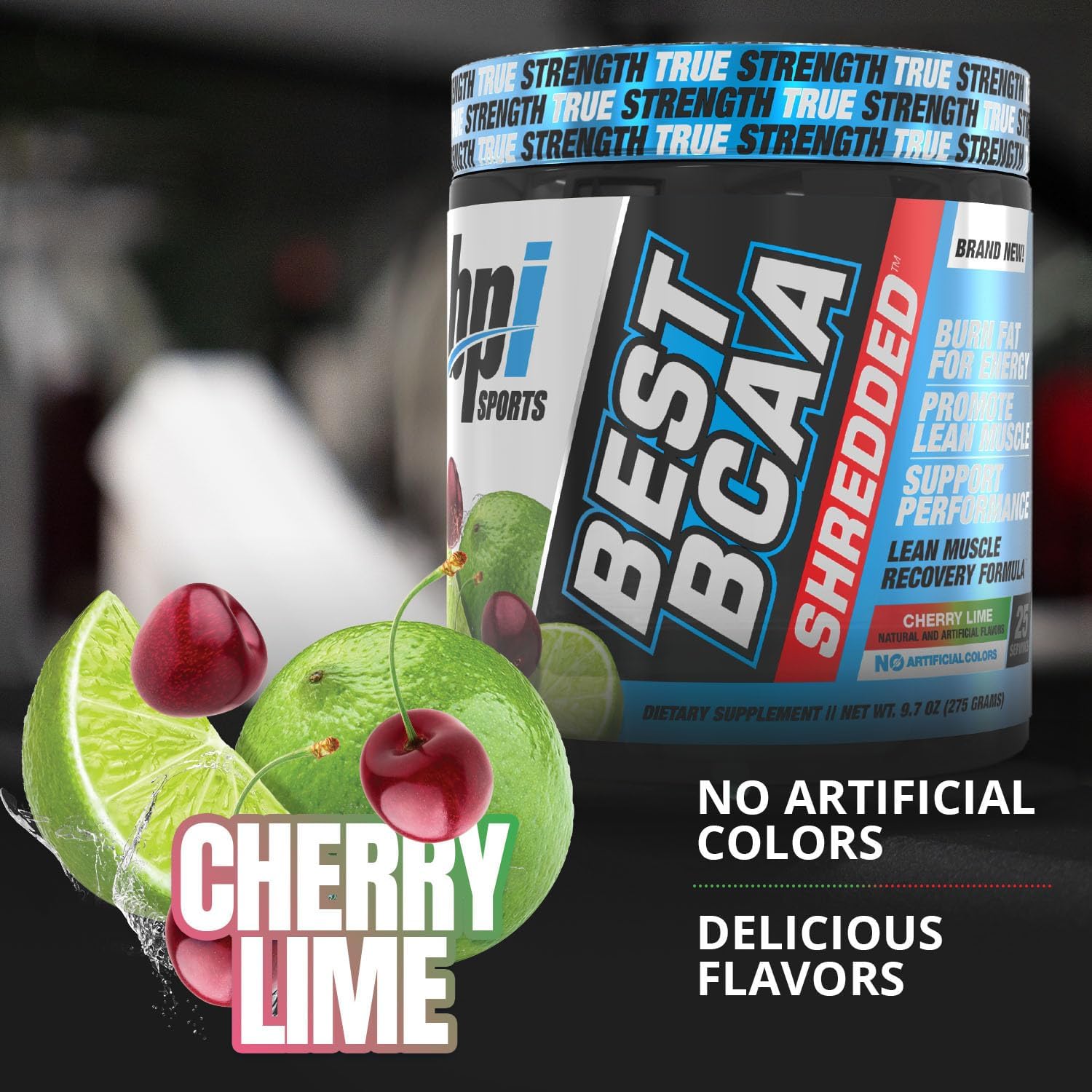 BPI Sports Best BCAA Shredded: Caffeine-Free Thermogenic Recovery Formula for Lean Muscle Building, Slimming Formula, and Hydration - Cherry Lime Flavor - 25 Servings - 9.7 oz.
