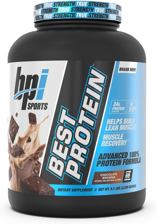 BPI Sports Best Protein Blend for Muscle Growth & Recovery - 100% Whey, Meal Replacement, No Fillers - Chocolate Brownie - 5.1 lbs