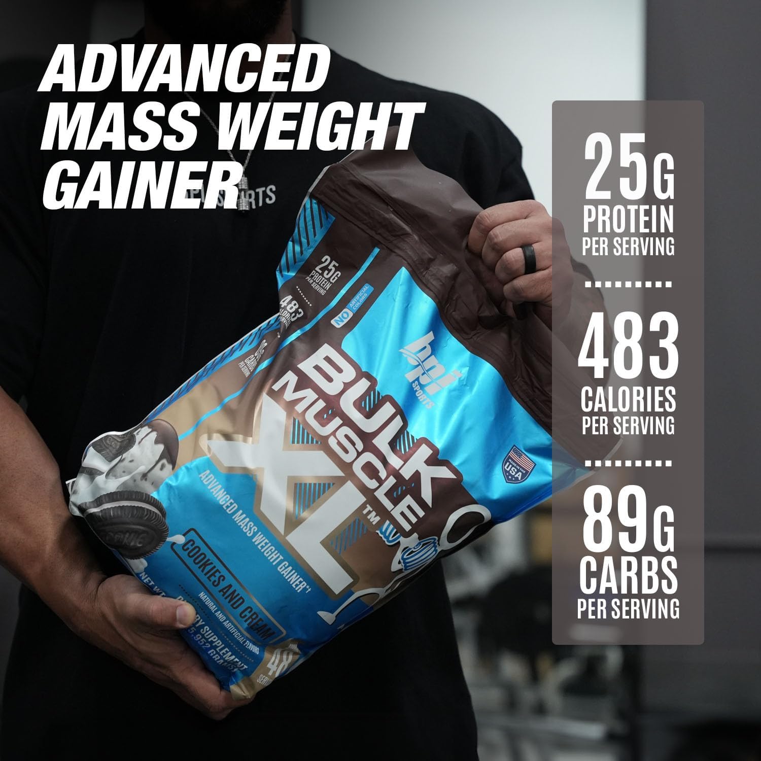 BPI Sports Bulk Muscle XL - High-Protein Weight Gainer for Muscle Building & Recovery, 25g Protein & 497 Calories Per Serving - Chocolate & Cookies and Cream, 13lb Bag