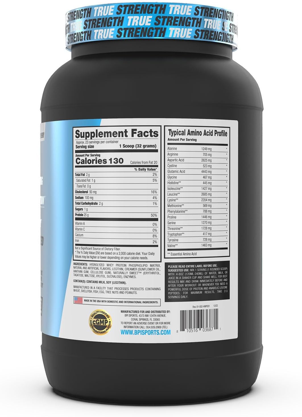 BPI Sports Hydro HD 100% Hydrolyzed Whey Protein Powder - 25g Protein, Muscle Growth & Recovery, Low Carb & Sugar - Cinnamon Cereal Flavor - 23 Servings