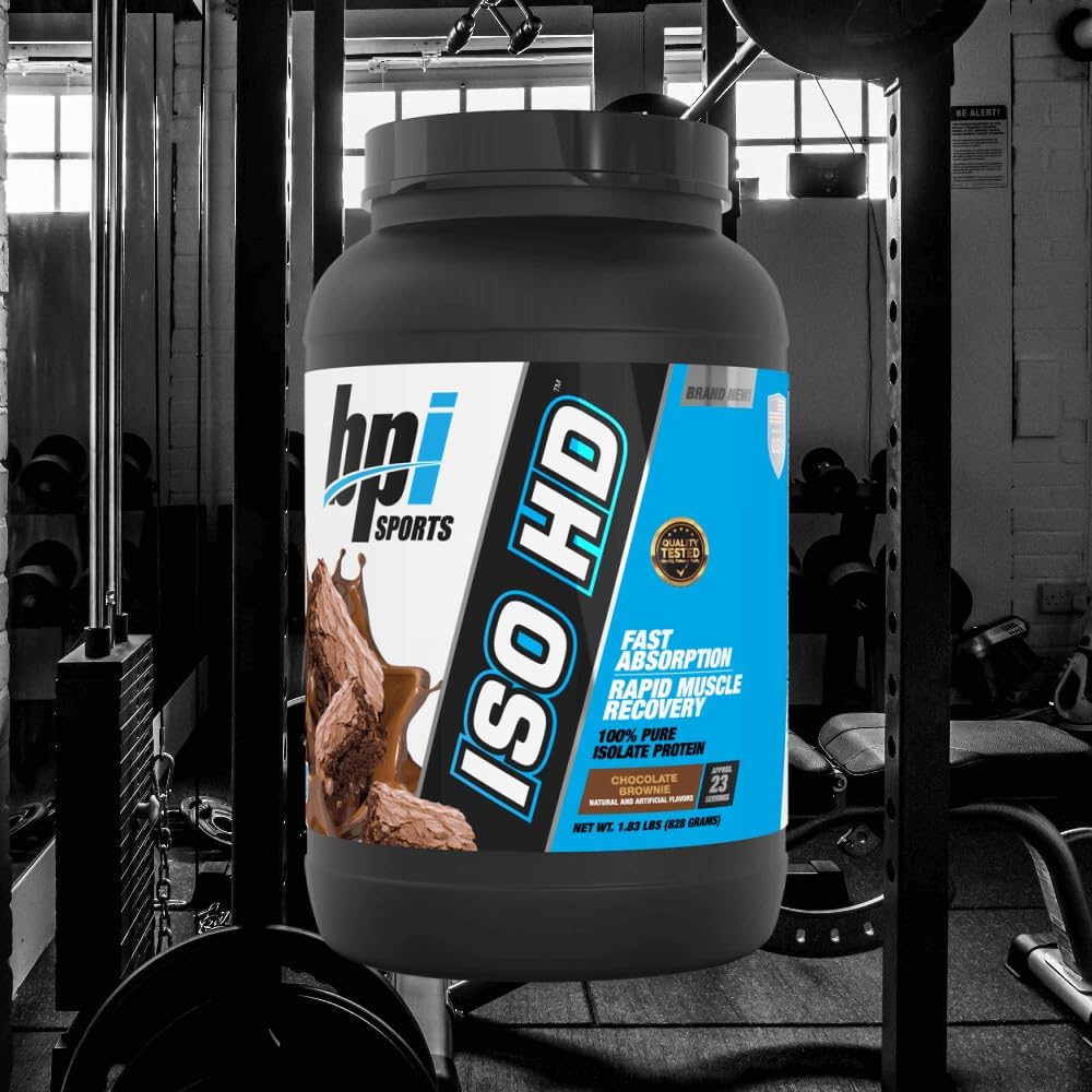 BPI Sports Iso HD Chocolate Brownie Whey Protein Isolate 1.6 Lb - Muscle Growth, Recovery, Weight Loss - Low Carb, Low Calorie Meal Replacement for Men & Women