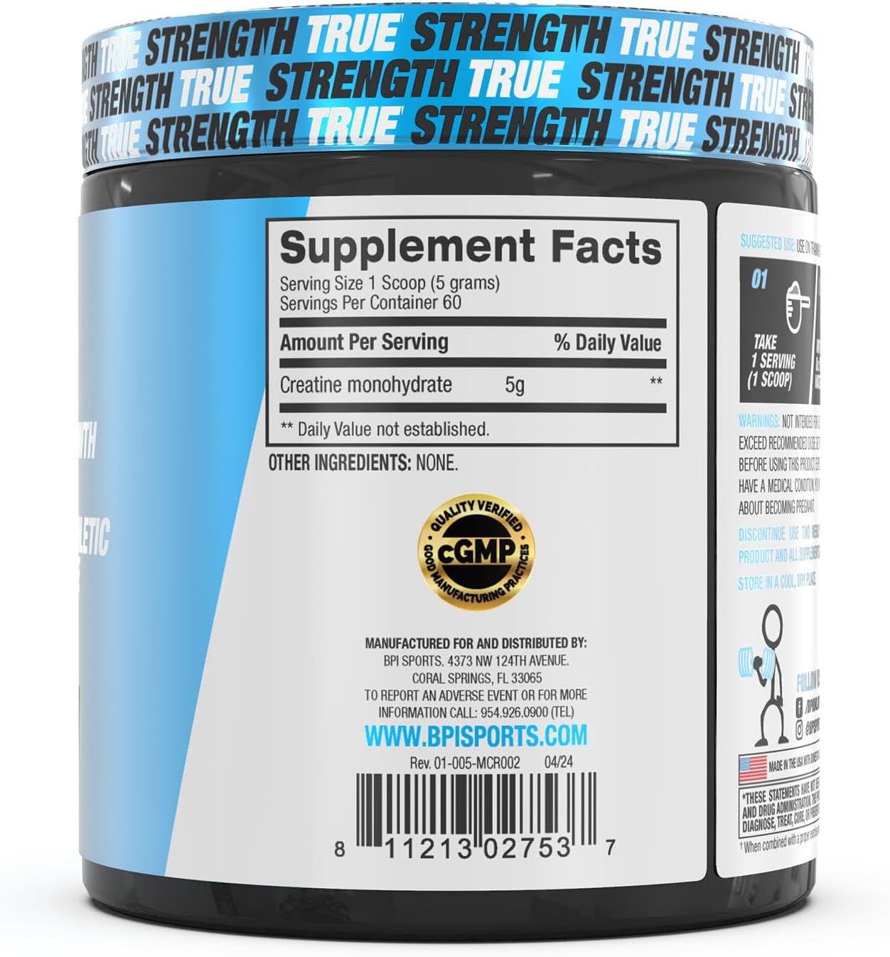 BPI Sports Micronized Creatine: Strength & Endurance Booster for Lean Muscle Growth - Unflavored, 60 Servings