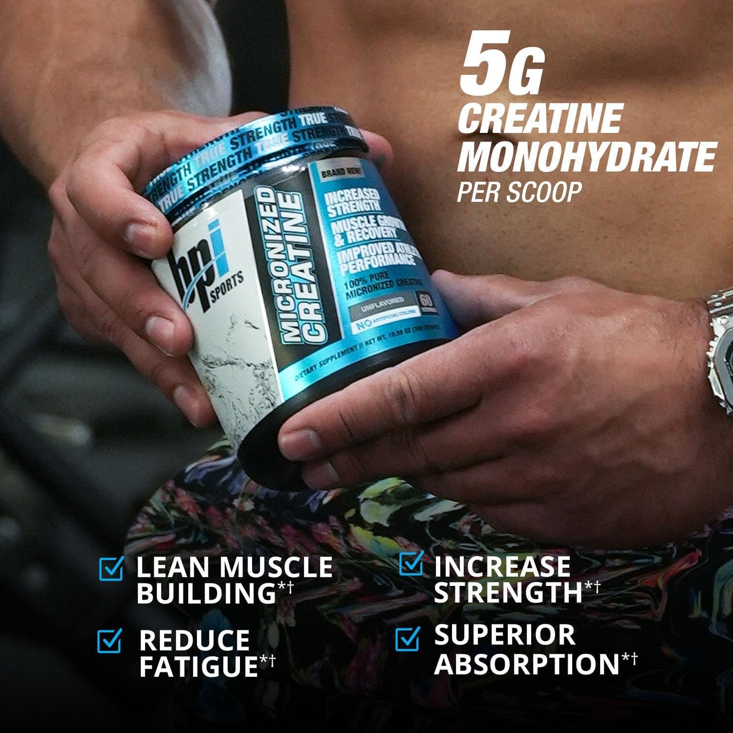 BPI Sports Micronized Creatine: Strength & Endurance Booster for Lean Muscle Growth - Unflavored, 60 Servings