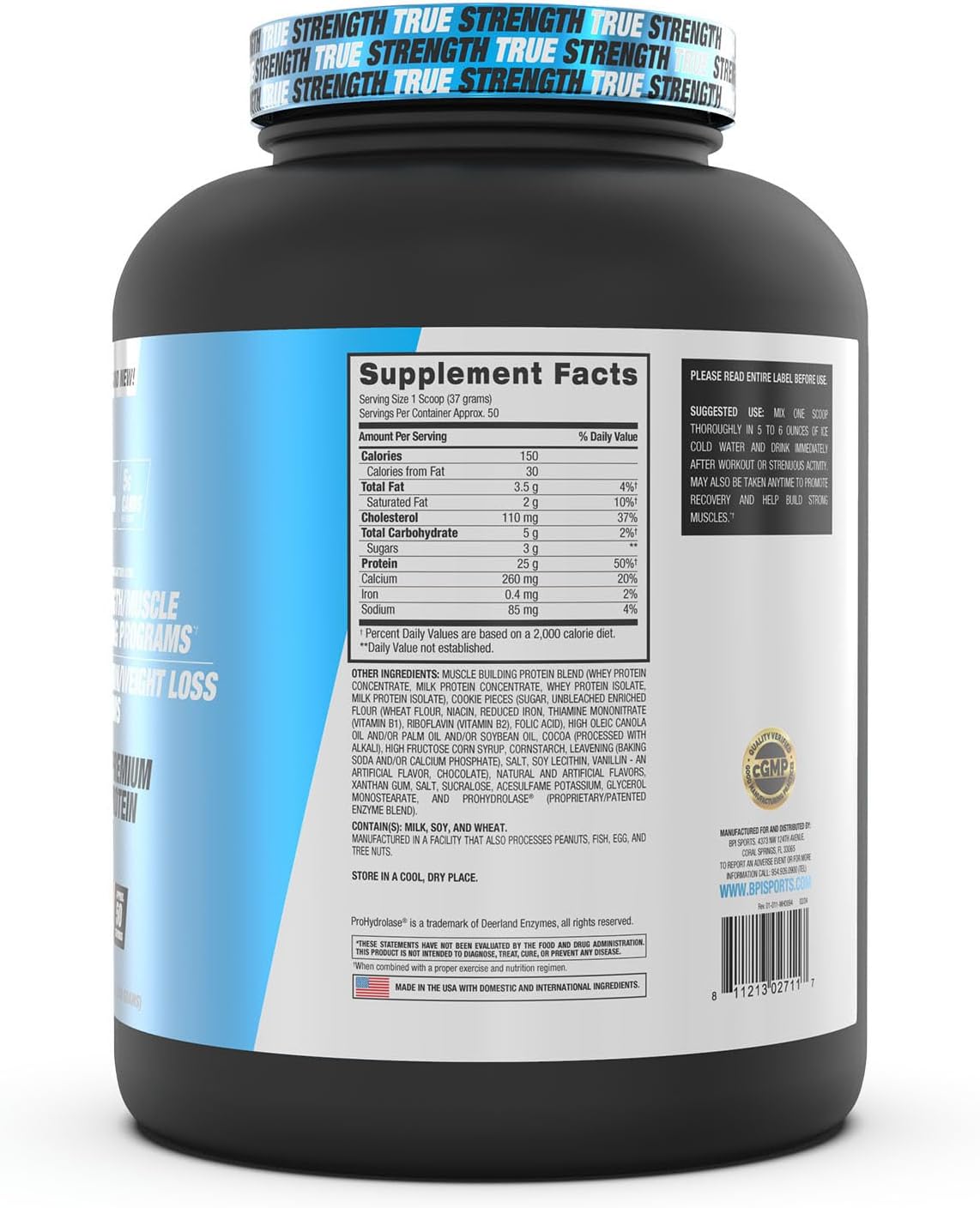 BPI Sports Whey HD Ultra Premium Protein Powder, Milk and Cookies Flavor, 4.1 lb Jar