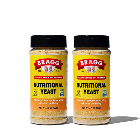 Bragg Nutritional Yeast Seasoning: Vegan, Gluten-Free, High Protein & Vitamin Source - Savory Cheese Substitute - Original Flavor (2 Pack, 4.5oz)