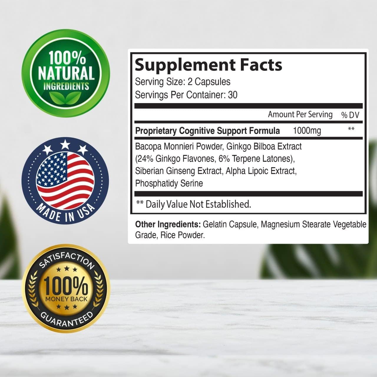 Brain Boost Supplement for Memory - Advanced Formula with 60 Capsules by IDEAL PERFORMANCE