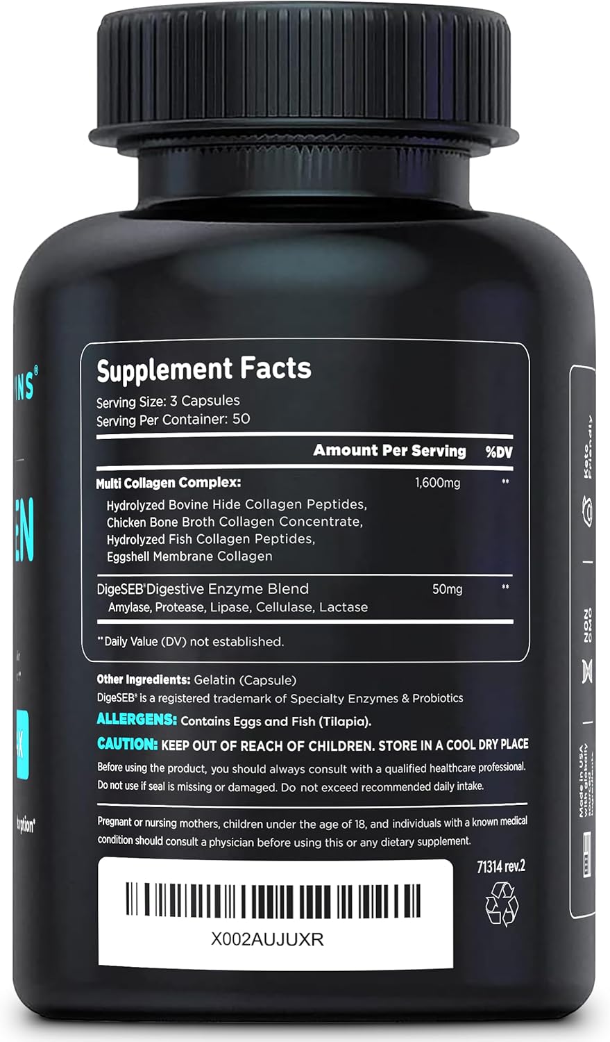 Brain Booster Vitamins with Multi Collagen Pills (180 ct) for Cognitive Health and Skin Support