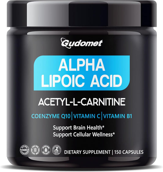 Brain Health and Antioxidant Defense Supplement - GUDOMET Ultra Alpha Lipoic Acid with CoQ10, Vitamin C & B1 - 150 Capsules, USA Made