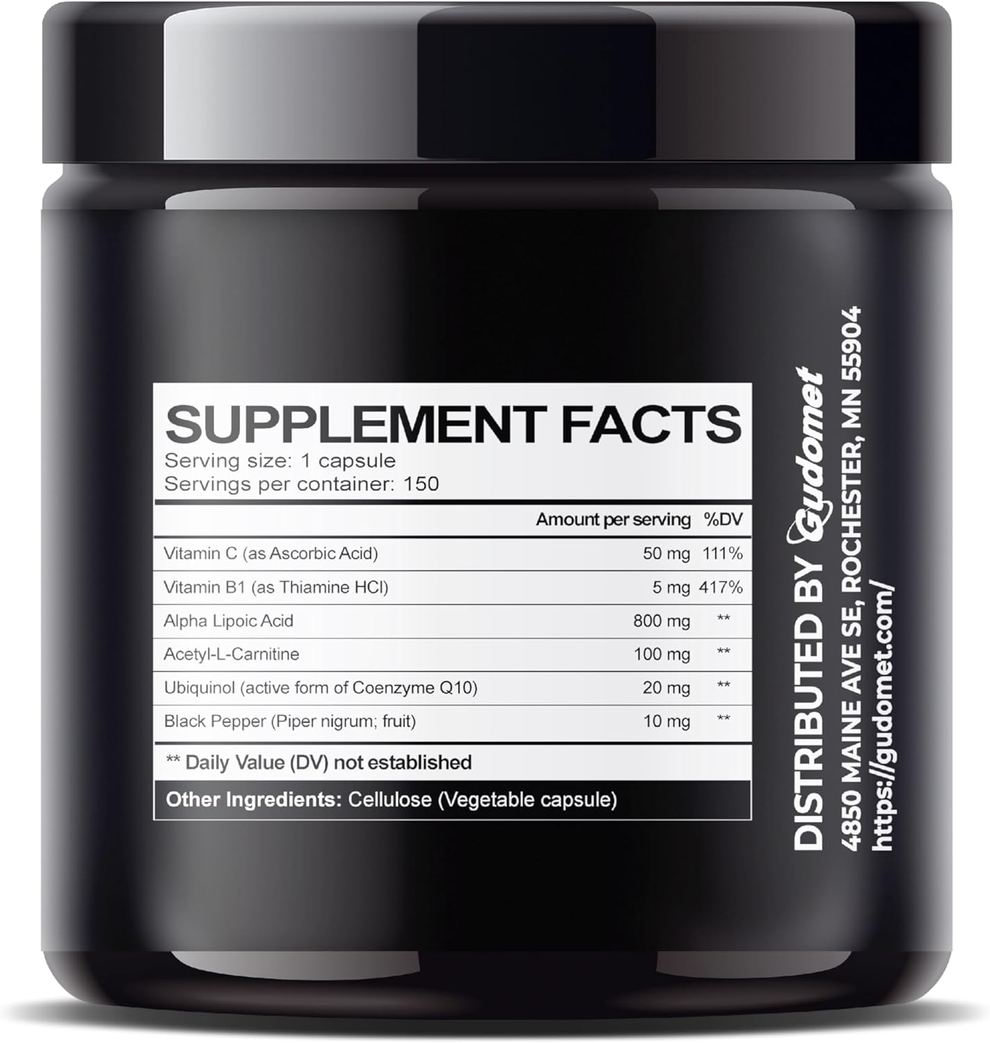 Brain Health and Antioxidant Defense Supplement - GUDOMET Ultra Alpha Lipoic Acid with CoQ10, Vitamin C & B1 - 150 Capsules, USA Made