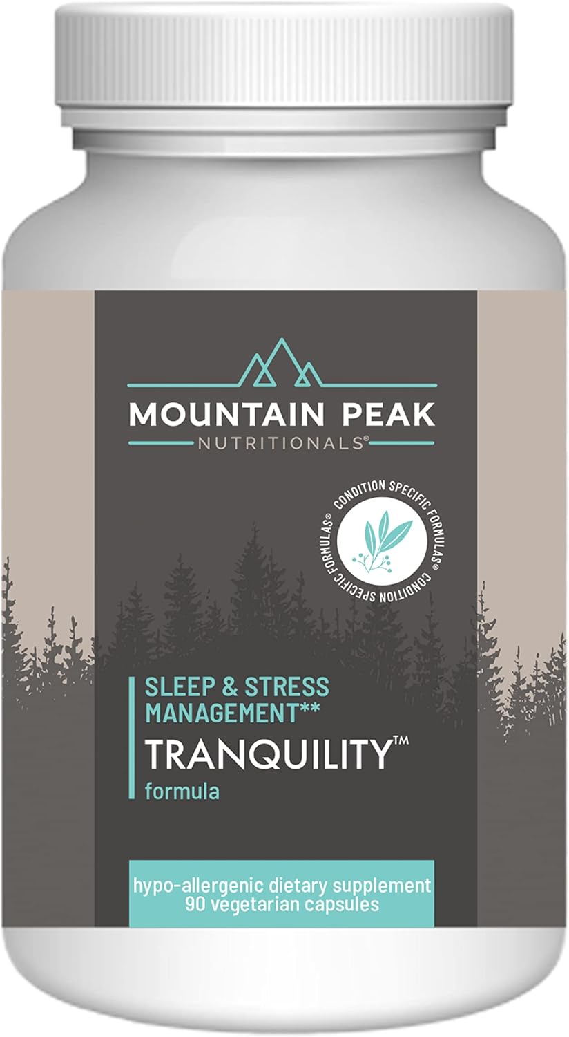 Brain Health, Sleep, and Stress Support Supplement with Vitamin B6, B12, and Adaptogens - 90 Vegetarian Capsules - Hypoallergenic Formula by Mountain Peak Nutritionals