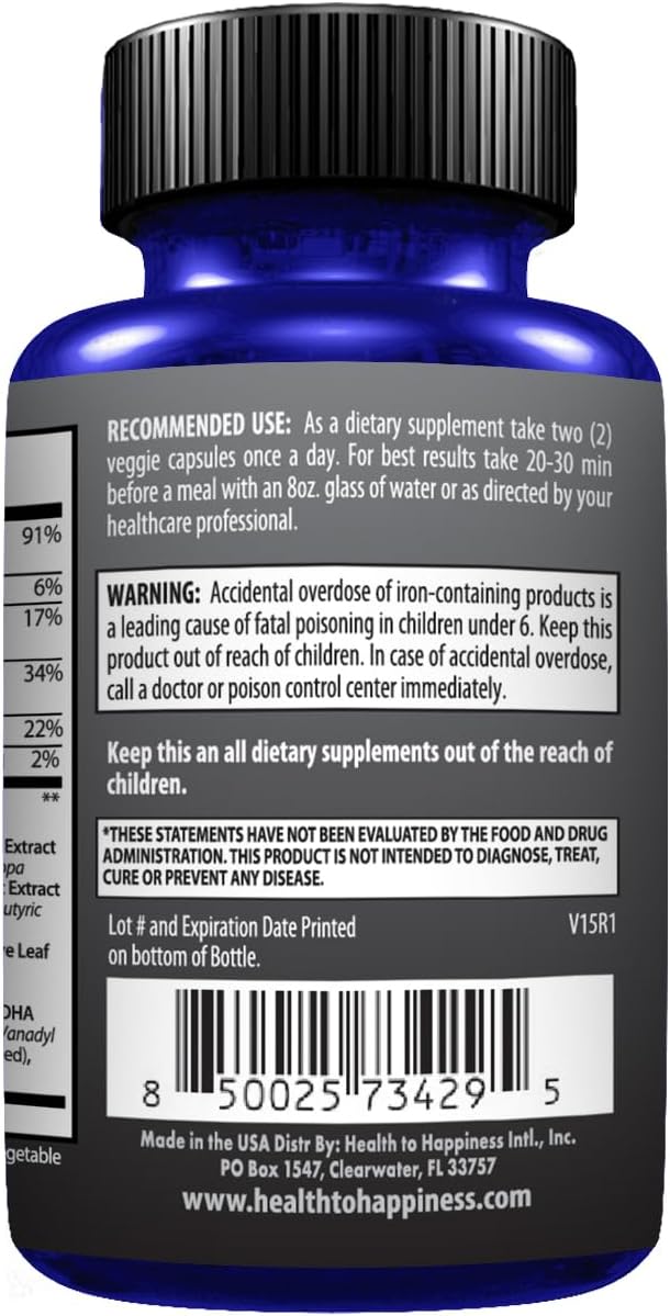 Brain Opti Caps - Cognitive Support Supplement for Focus, Memory & Clarity, Promotes Health and Happiness