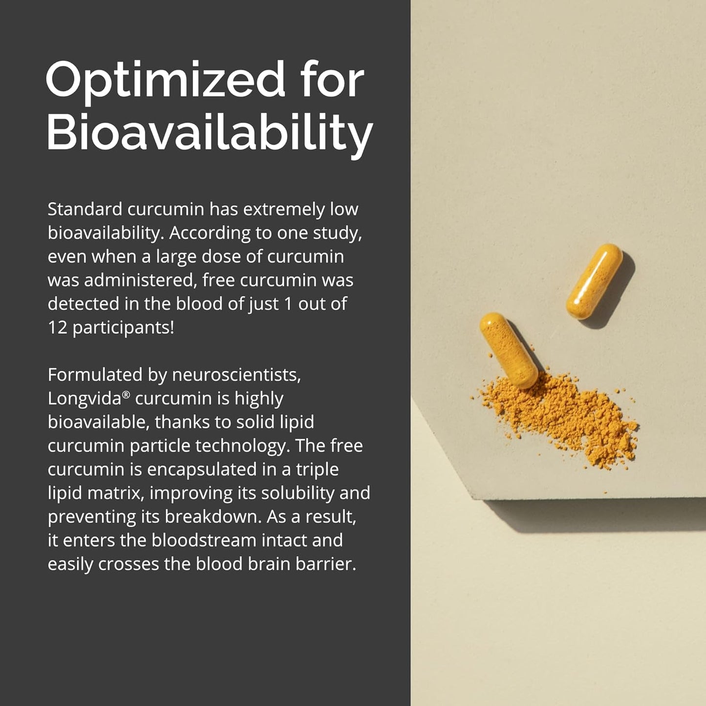 BRAINMD Longvida Curcumin Vegan Capsules - Gluten Free - 30 Servings