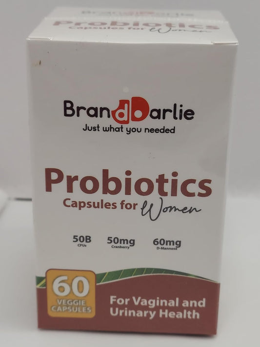 Branddarlie Probiotics Capsules for Women - 50 Billion CFUs with Cranberry & D-Mannose - Promotes Vaginal and Urinary Health - 60 Veggie Caps