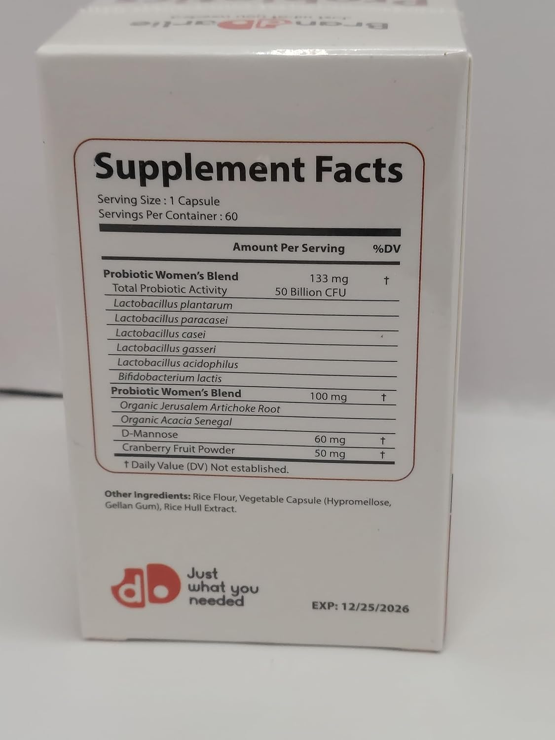 Branddarlie Probiotics Capsules for Women - 50 Billion CFUs with Cranberry & D-Mannose - Promotes Vaginal and Urinary Health - 60 Veggie Caps