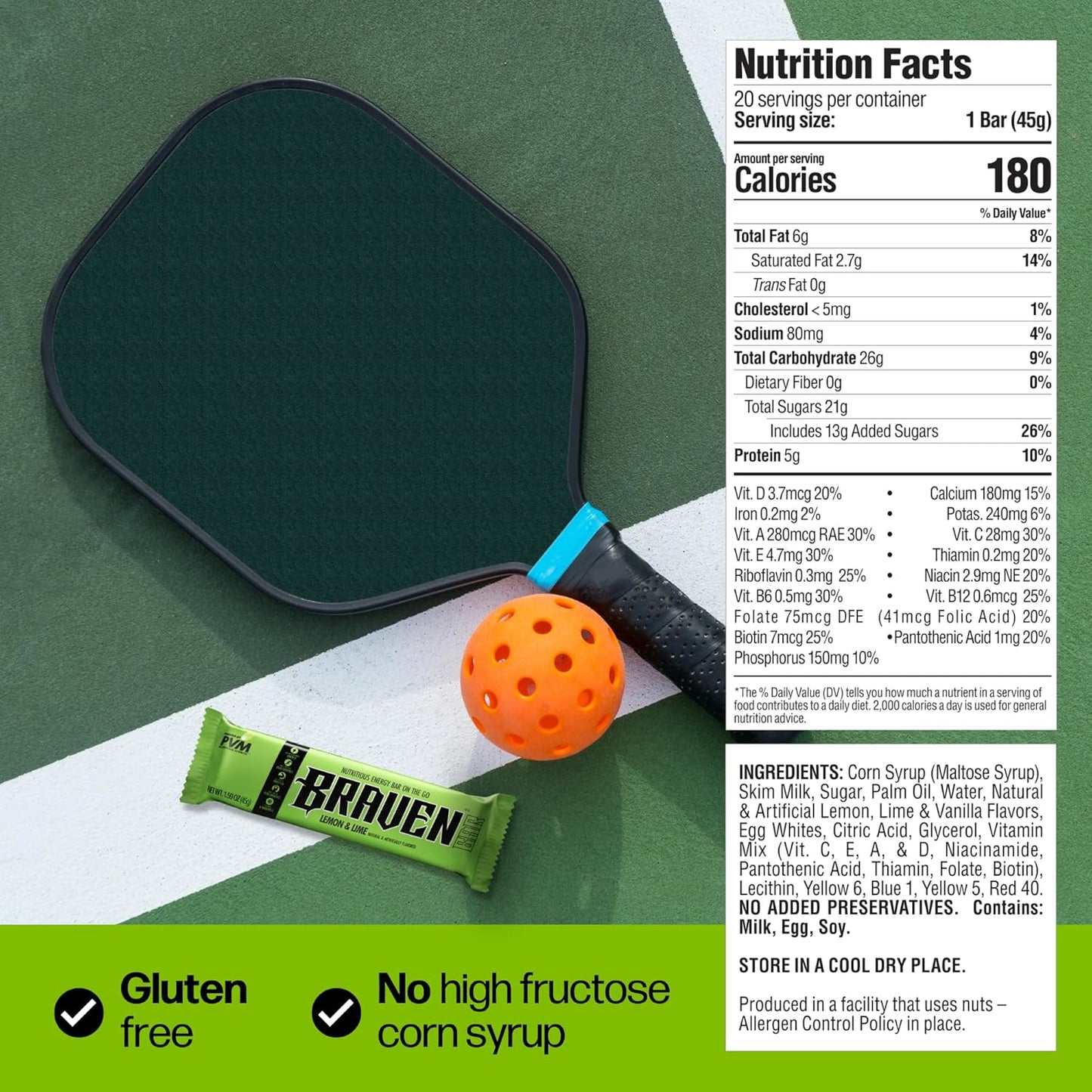 Braven Bar Lemon Lime Energy Chews: Pack of 10, 5g Protein, On-the-Go Snacks for Running, Hiking, Sports - Gluten Free Boost
