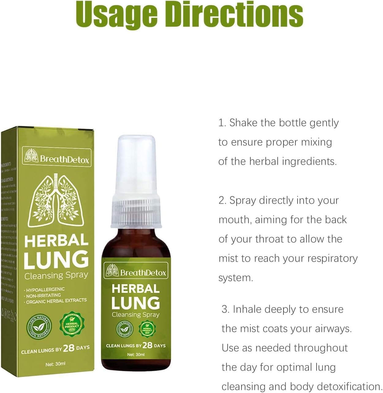 BreathDetox Herbal Lung Cleanse Spray - Powerful Lung Support (4 Pack)