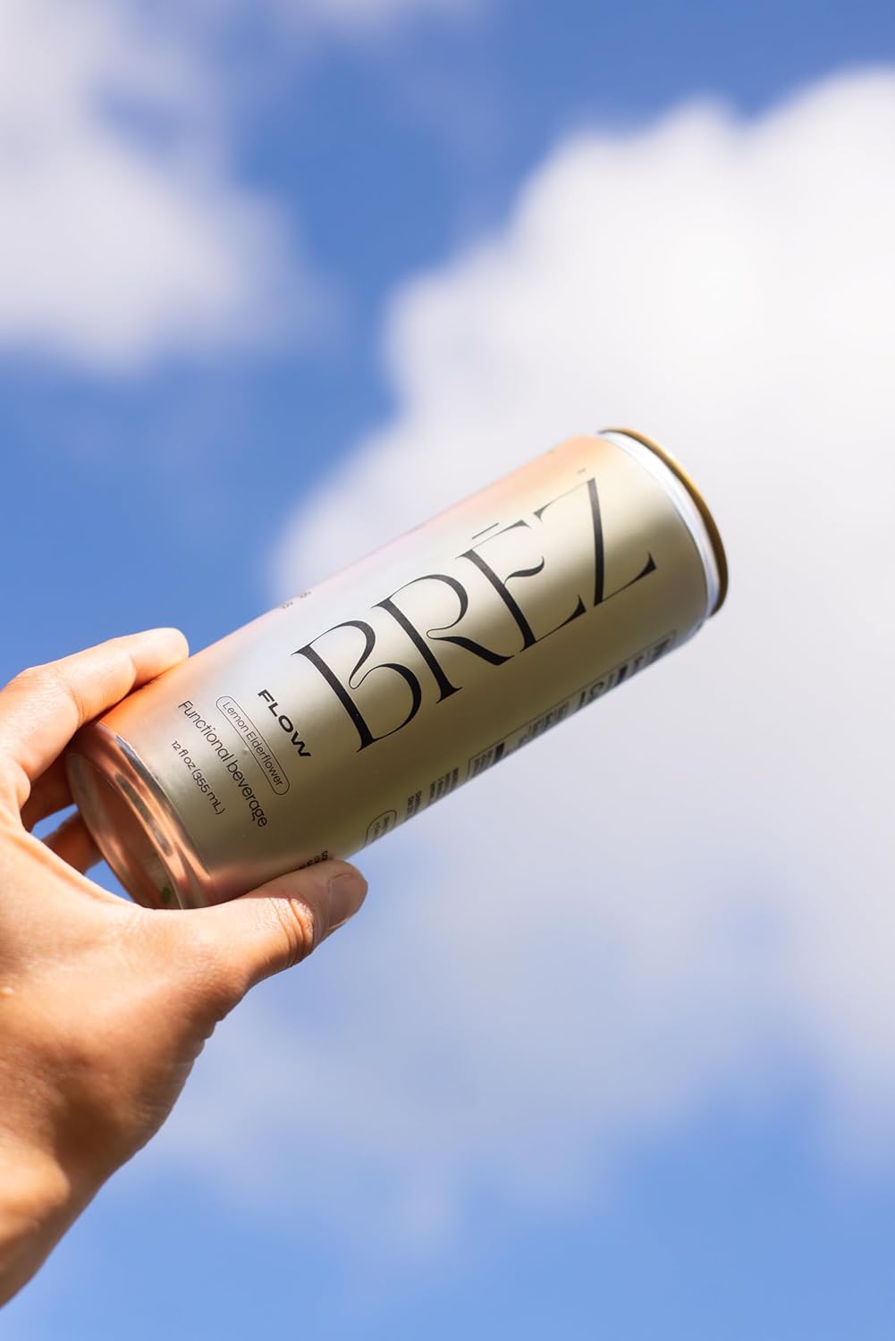 BREZ FLOW Lion's Mane Mushroom Sparkling Lemon Elderflower Tonic - Adaptogens for Relief and Uplift, Non-Infused 12 Fl oz (18-pack)