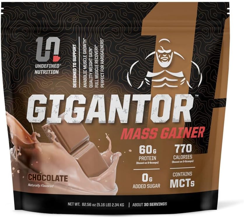 Brian Shaw's Gigantor Mass Gainer: Hardcore Formula with 60g Protein, 30 Servings, 790 Calories - 5-Phase Protein Blend, 5.16 lbs, Chocolate