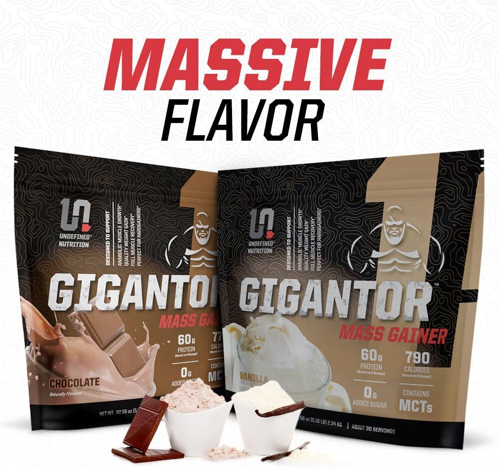 Brian Shaw's Gigantor Mass Gainer: Hardcore Formula with 60g Protein, 30 Servings, 790 Calories - 5-Phase Protein Blend, 5.16 lbs, Chocolate