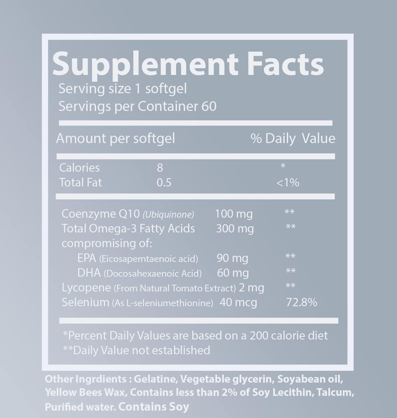 Briyo CoQ10 100mg with Omega-3, Lycopene, and Selenium for Heart Health - 90 Softgels