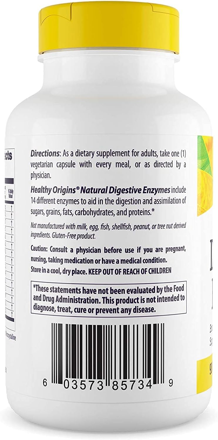 Broad Spectrum Digestive Enzymes Supplement - Gluten-Free Gut Health - 90 Veggie Capsules