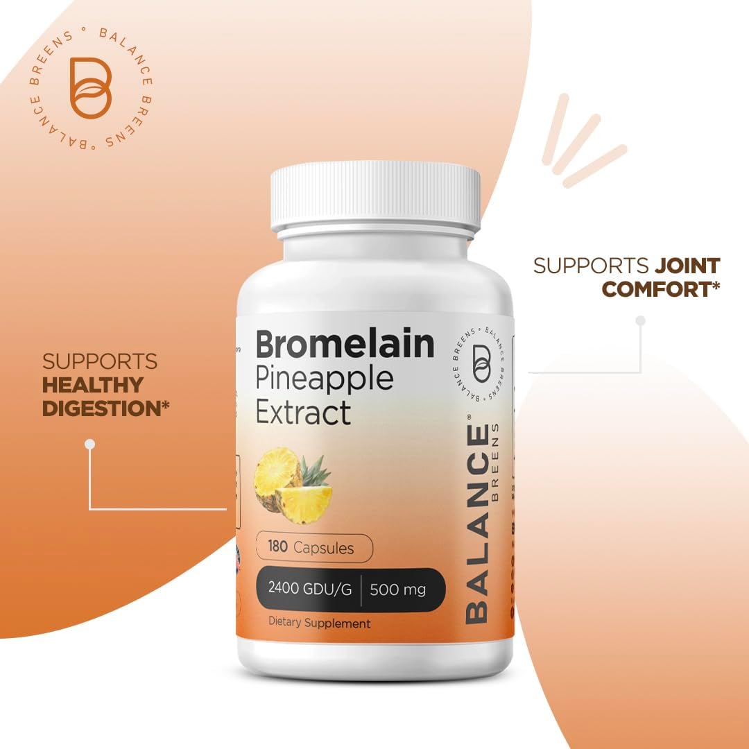 Bromelain 500mg and Alpha GPC Choline 600mg Combo Supplement - 180 Capsules